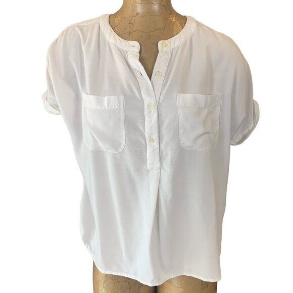 Ann Taylor LOFT Dolman Henley Everyday Shirt Sz M White #338C - Picture 3 of 10